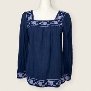 NWT | What Comes Around Goes Around | Embroidered Blouse | Blue | XS